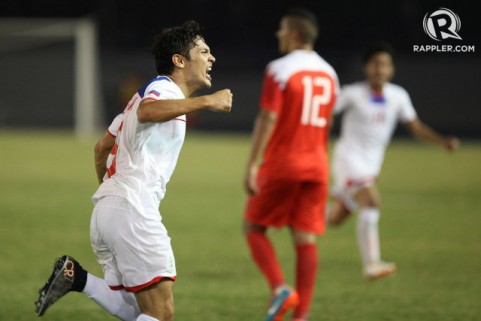 BLAZE OF GLORY. Misagh Bahadoran had long dreamed of scoring goals for the Philippine National Football team. That dream came true on one of the biggest stages possible. File photo by Josh Albelda/Rappler